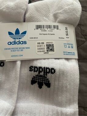 adidas White Socks with Black Logo - Crew